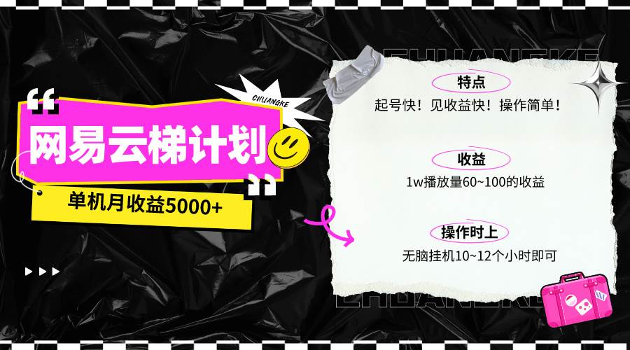 最新网易云梯计划网页版，单机月收益5000+！可放大操作副业工作-副业资源站-副业项目-创业项目-搞钱项目个人副业工作资源分享