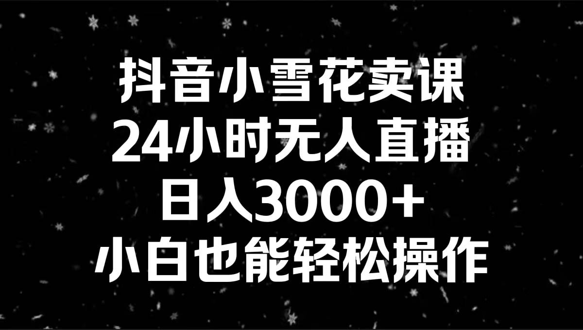 抖音小雪花卖课，24小时无人直播，日入3000+，小白也能轻松操作副业工作-副业资源站-副业项目-创业项目-搞钱项目个人副业工作资源分享