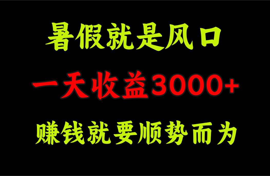 一天收益3000+ 赚钱就是顺势而为，暑假就是风口副业工作-副业资源站-副业项目-创业项目-搞钱项目个人副业工作资源分享