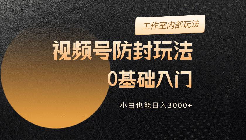 2024视频号升级防封玩法，零基础入门，小白也能日入3000+副业工作-副业资源站-副业项目-创业项目-搞钱项目个人副业工作资源分享