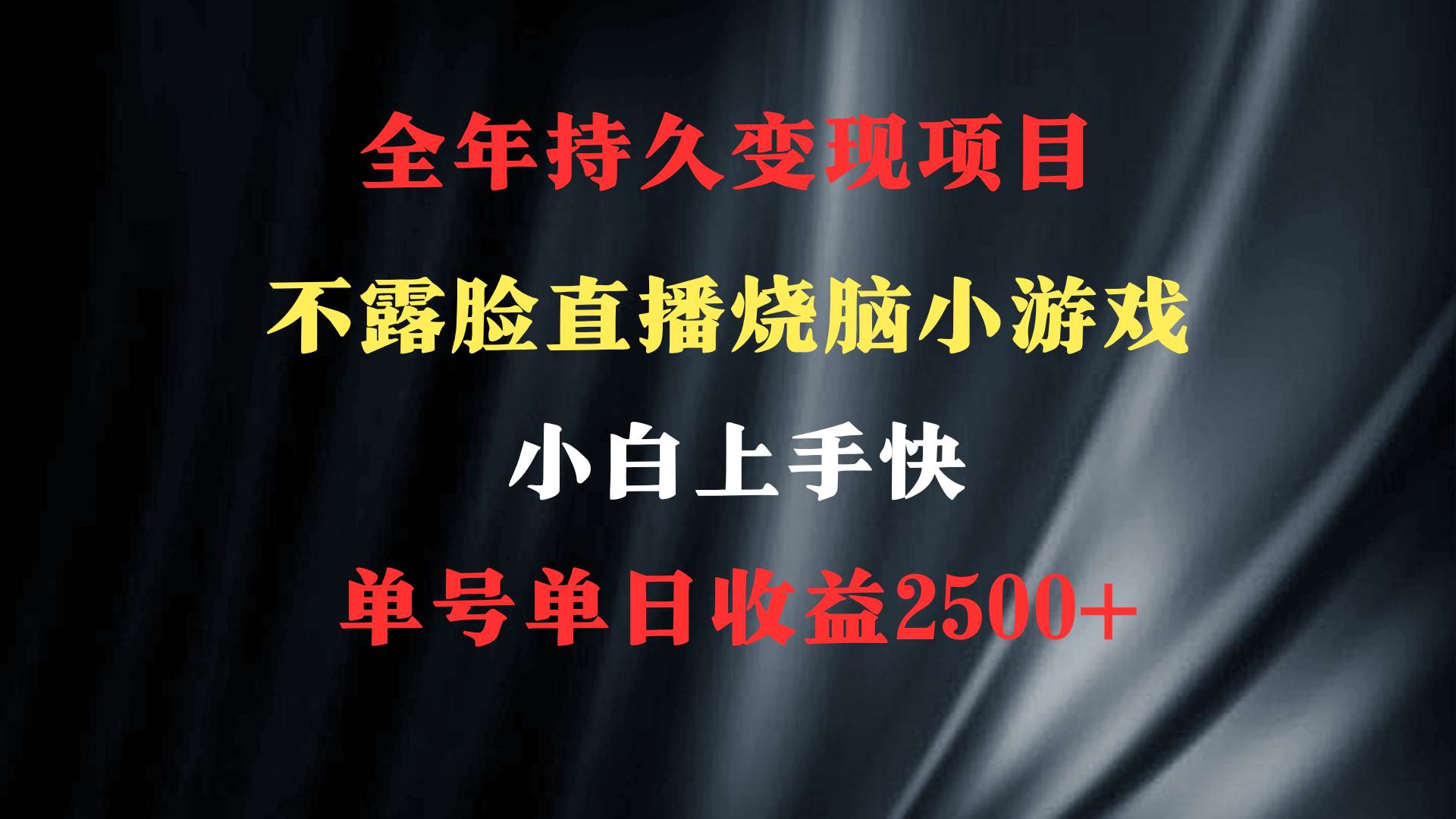 2024年 最优项目，烧脑小游戏不露脸直播  小白上手快 无门槛 一天收益2500+副业工作-副业资源站-副业项目-创业项目-搞钱项目个人副业工作资源分享