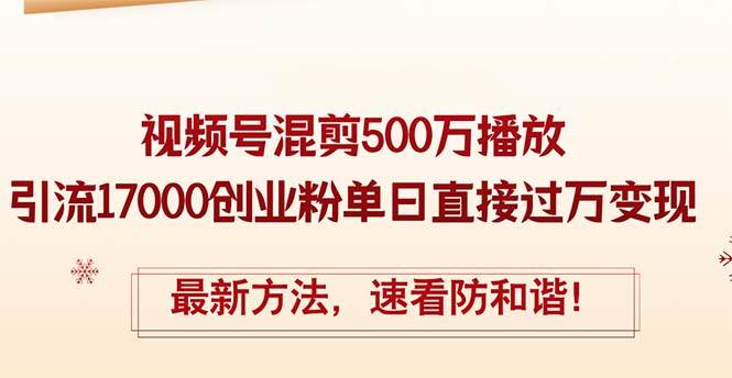 精华帖视频号混剪500万播放引流17000创业粉，单日直接过万变现，最新方…副业工作-副业资源站-副业项目-创业项目-搞钱项目个人副业工作资源分享
