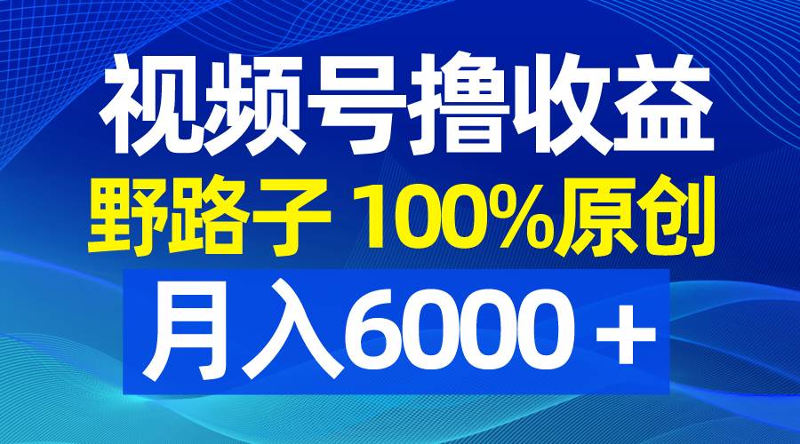 视频号野路子撸收益，100%原创，条条爆款，月入6000＋副业工作-副业资源站-副业项目-创业项目-搞钱项目个人副业工作资源分享