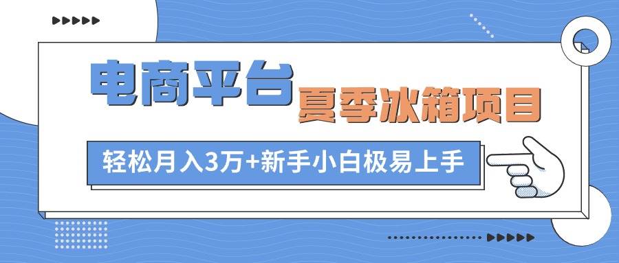 电商平台夏季冰箱项目，轻松月入3万+，新手小白极易上手副业工作-副业资源站-副业项目-创业项目-搞钱项目个人副业工作资源分享