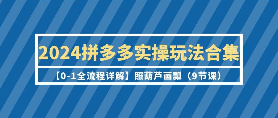 2024拼多多实操玩法合集【0-1全流程详解】照葫芦画瓢（9节课）副业工作-副业资源站-副业项目-创业项目-搞钱项目个人副业工作资源分享