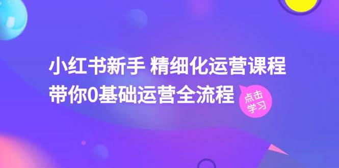 小红书新手 精细化运营课程，带你0基础运营全流程（41节视频课）副业工作-副业资源站-副业项目-创业项目-搞钱项目个人副业工作资源分享