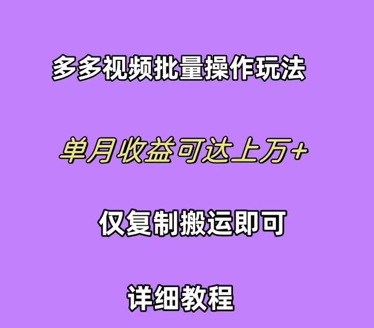 拼多多视频带货快速过爆款选品教程 每天轻轻松松赚取三位数佣金 小白必…副业工作-副业资源站-副业项目-创业项目-搞钱项目个人副业工作资源分享