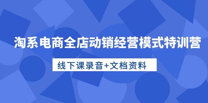淘系电商全店动销经营模式特训营，线下课录音+文档资料副业工作-副业资源站-副业项目-创业项目-搞钱项目个人副业工作资源分享