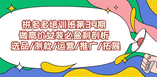 拼多多培训班第34期：做高价女装必盈利剖析  选品/测款/运营/推广/拓展副业工作-副业资源站-副业项目-创业项目-搞钱项目个人副业工作资源分享