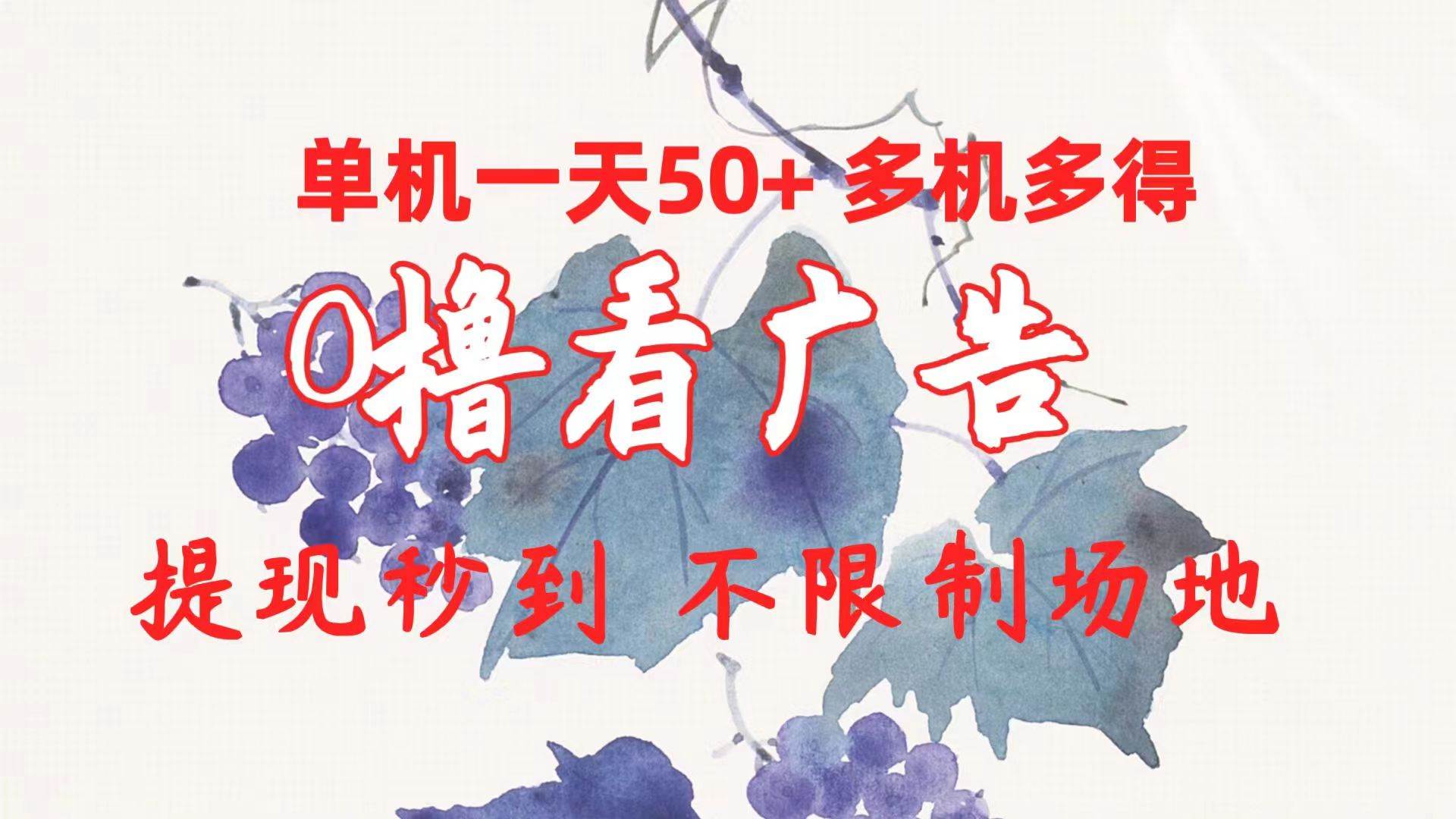 0撸看广告 单机一天50+多机多得 提现秒到 不限制场地操作副业工作-副业资源站-副业项目-创业项目-搞钱项目个人副业工作资源分享