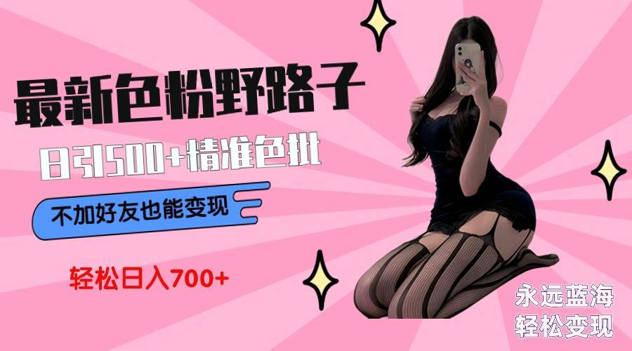 最新色粉变现野路子，日引500+老色批 可不加好友直接变现 小白轻松日入700+副业工作-副业资源站-副业项目-创业项目-搞钱项目个人副业工作资源分享