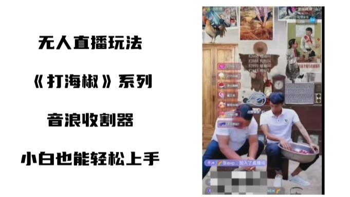 打海椒无人直播整蛊项目，小白轻松上手撸音浪收割器（教程+工具+素材）副业工作-副业资源站-副业项目-创业项目-搞钱项目个人副业工作资源分享