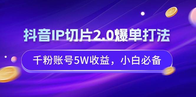 抖音IP切片2.0爆单打法，千粉账号5W收益，小白必备副业工作-副业资源站-副业项目-创业项目-搞钱项目个人副业工作资源分享