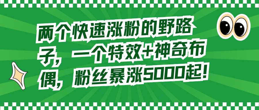 两个快速涨粉的野路子，一个特效+神奇布偶，粉丝暴涨5000起！副业工作-副业资源站-副业项目-创业项目-搞钱项目个人副业工作资源分享