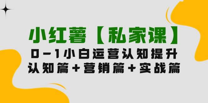 小红薯【私家课】0-1玩赚小红书内容营销，认知篇+营销篇+实战篇（11节课）副业工作-副业资源站-副业项目-创业项目-搞钱项目个人副业工作资源分享