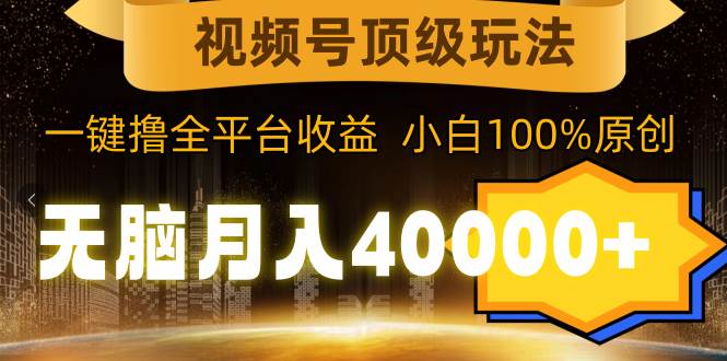 视频号顶级玩法，无脑月入40000+，一键撸全平台收益，纯小白也能100%原创副业工作-副业资源站-副业项目-创业项目-搞钱项目个人副业工作资源分享