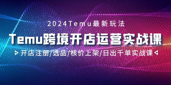 2024Temu跨境开店运营实战课，开店注册/选品/核价上架/日出千单实战课副业工作-副业资源站-副业项目-创业项目-搞钱项目个人副业工作资源分享