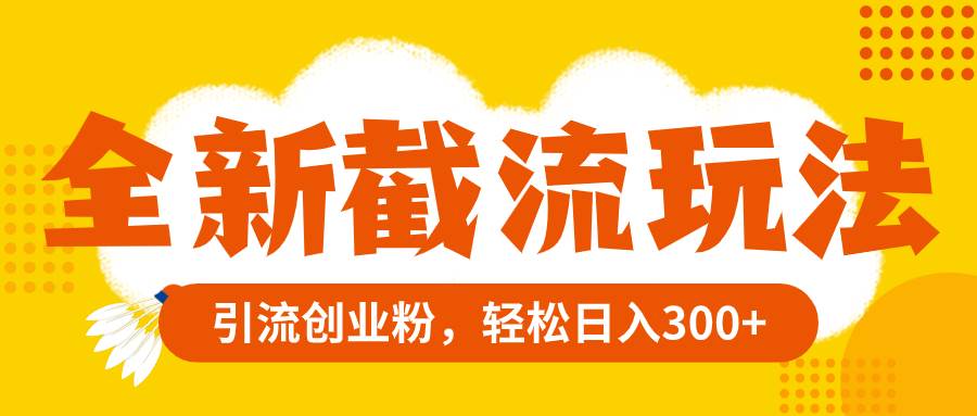 全新截流玩法，精准引流创业粉，轻松日入300+副业工作-副业资源站-副业项目-创业项目-搞钱项目个人副业工作资源分享