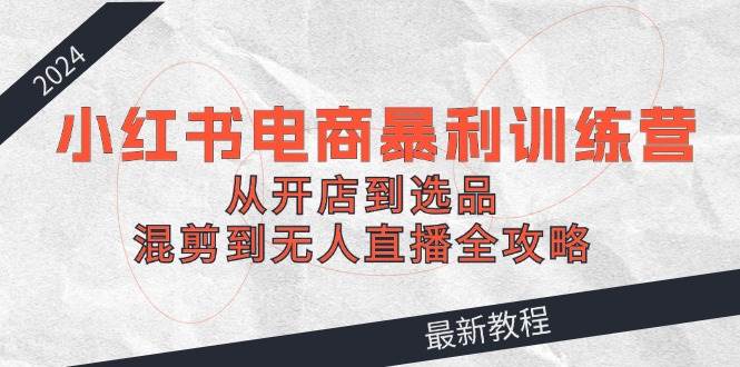 2024小红书电商暴利训练营：从开店到选品，混剪到无人直播全攻略副业工作-副业资源站-副业项目-创业项目-搞钱项目个人副业工作资源分享