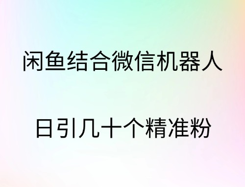 闲鱼结合微信机器人，日引几十个精准粉副业工作-副业资源站-副业项目-创业项目-搞钱项目个人副业工作资源分享
