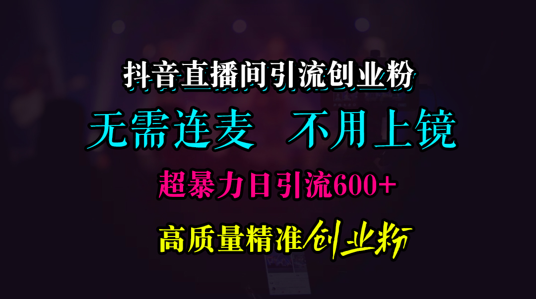 抖音直播间引流创业粉，无需连麦、无需上镜，超暴力日引流600+高质量精准创业粉副业工作-副业资源站-副业项目-创业项目-搞钱项目个人副业工作资源分享