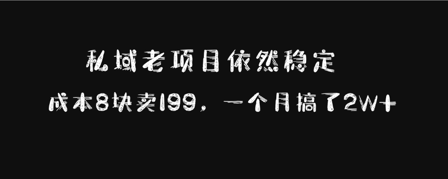 私域老项目依然稳定，成本8块卖199，一个月搞了2W+副业工作-副业资源站-副业项目-创业项目-搞钱项目个人副业工作资源分享