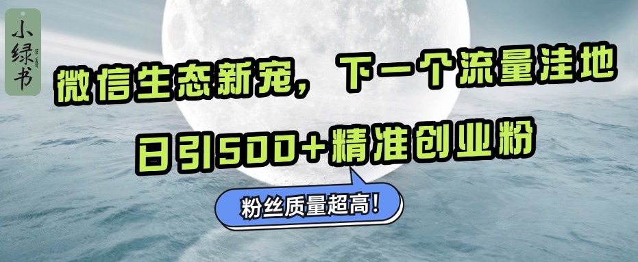 微信生态新宠小绿书：下一个流量洼地，粉丝质量超高，日引500+精准创业粉，副业工作-副业资源站-副业项目-创业项目-搞钱项目个人副业工作资源分享
