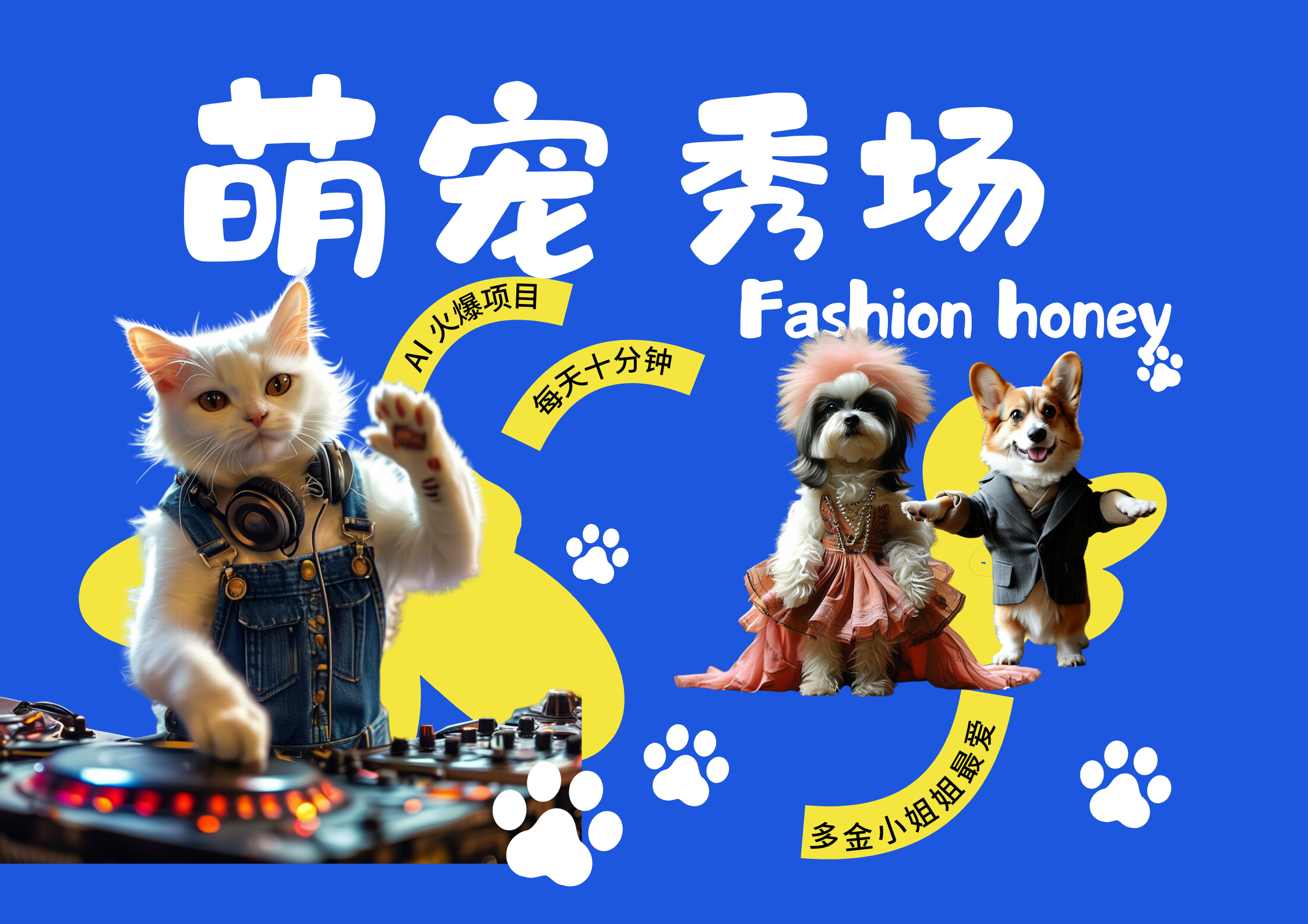 酷飒动物跳舞走秀  时尚喵FASHION汪 多金小姐姐最爱的 轻松月入破万副业工作-副业资源站-副业项目-创业项目-搞钱项目个人副业工作资源分享