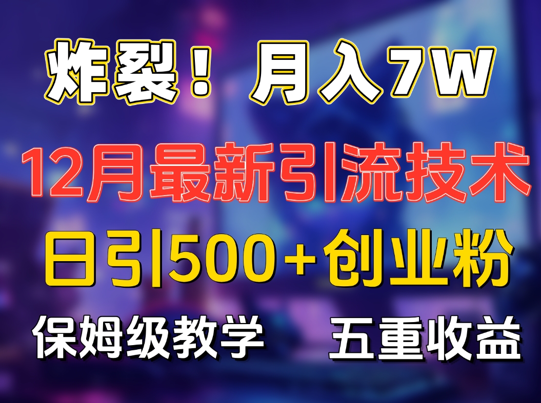 炸裂！月入7W+揭秘12月最新日引流500+精准创业粉，多重收益保姆级教学副业工作-副业资源站-副业项目-创业项目-搞钱项目个人副业工作资源分享