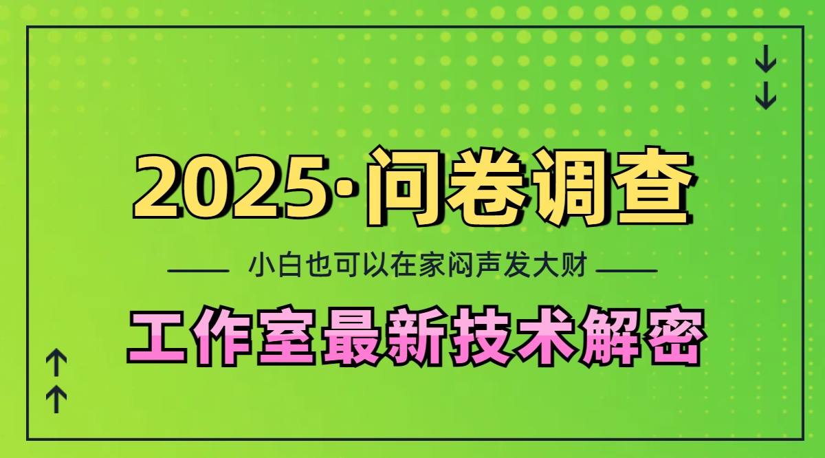 2025《问卷调查》最新工作室技术解密：一个人在家也可以闷声发大财，小白一天200+，可矩阵放大副业工作-副业资源站-副业项目-创业项目-搞钱项目个人副业工作资源分享