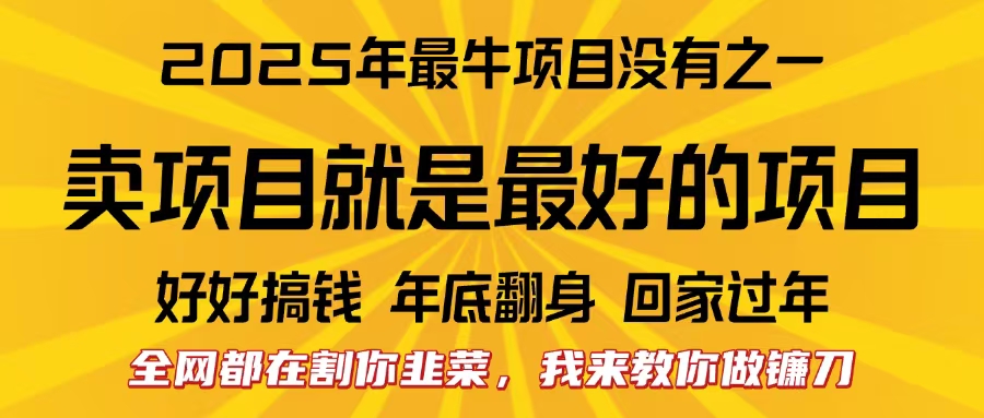 全网都在割你韭菜，我来教你做镰刀。卖项目就是最好的项目，2025年最牛互联网项目副业工作-副业资源站-副业项目-创业项目-搞钱项目个人副业工作资源分享