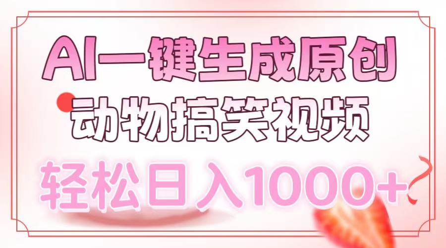 AI一键生成原创动物搞笑视频，轻松日入1000+副业工作-副业资源站-副业项目-创业项目-搞钱项目个人副业工作资源分享