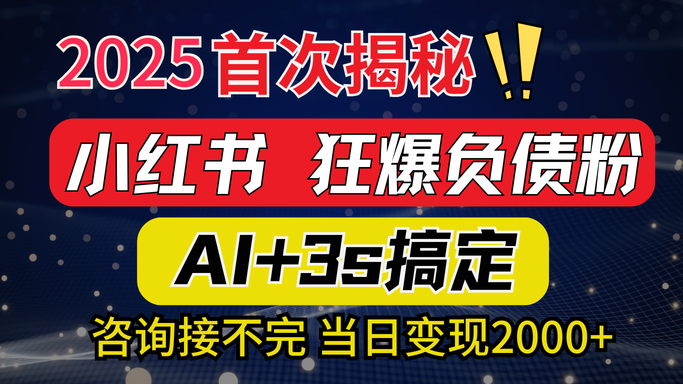 2025引流天花板：最新小红书狂暴负债粉思路，咨询接不断，当日入2000+副业工作-副业资源站-副业项目-创业项目-搞钱项目个人副业工作资源分享