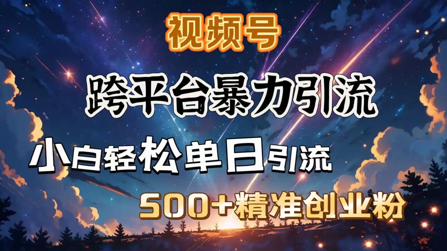 视频号跨平台暴力引流，小白轻松单日引流500＋精准创业粉副业工作-副业资源站-副业项目-创业项目-搞钱项目个人副业工作资源分享