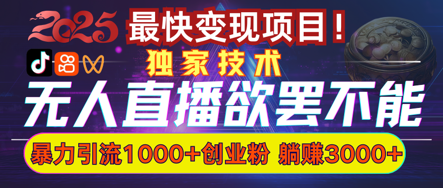 欲罢不能的无人直播引流，超暴力日引流1000+高质量精准创业粉副业工作-副业资源站-副业项目-创业项目-搞钱项目个人副业工作资源分享
