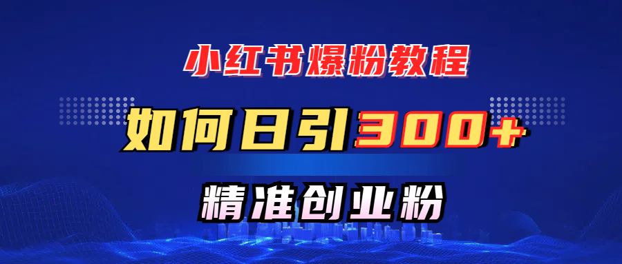 小红书爆粉教程，如何日引300+创业粉，快速实现精准变现！副业工作-副业资源站-副业项目-创业项目-搞钱项目个人副业工作资源分享