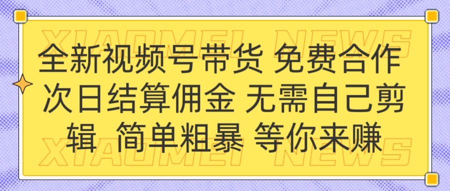 全新视频号 免费合作 佣金次日结算 无需自己剪辑副业工作-副业资源站-副业项目-创业项目-搞钱项目个人副业工作资源分享