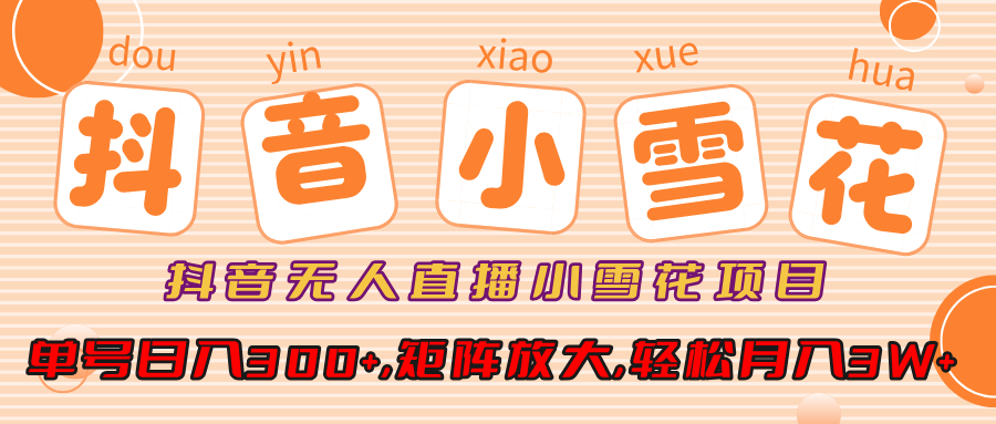 小雪花项目，抖音无人直播，单号日入300+,矩阵放大,轻松月入3W+副业工作-副业资源站-副业项目-创业项目-搞钱项目个人副业工作资源分享