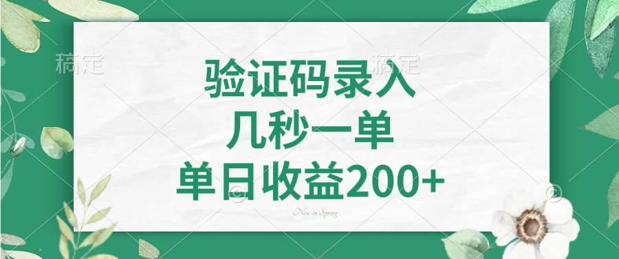 验证码录入，看图识字，几秒一单，单日收益200+副业工作-副业资源站-副业项目-创业项目-搞钱项目个人副业工作资源分享