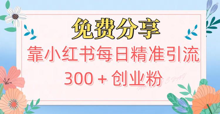 2025最新引流！靠小红书每日精准引流300＋创业粉副业工作-副业资源站-副业项目-创业项目-搞钱项目个人副业工作资源分享