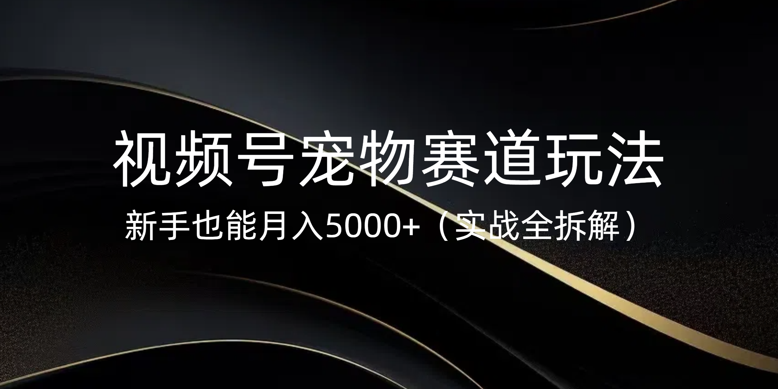 视频号宠物赛道玩法，新手也能月入5000+（实战全拆解）副业工作-副业资源站-副业项目-创业项目-搞钱项目个人副业工作资源分享