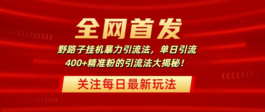 全网首发，野路子挂机暴力引流法，单日引流400+精准粉的引流法大揭秘！副业工作-副业资源站-副业项目-创业项目-搞钱项目个人副业工作资源分享