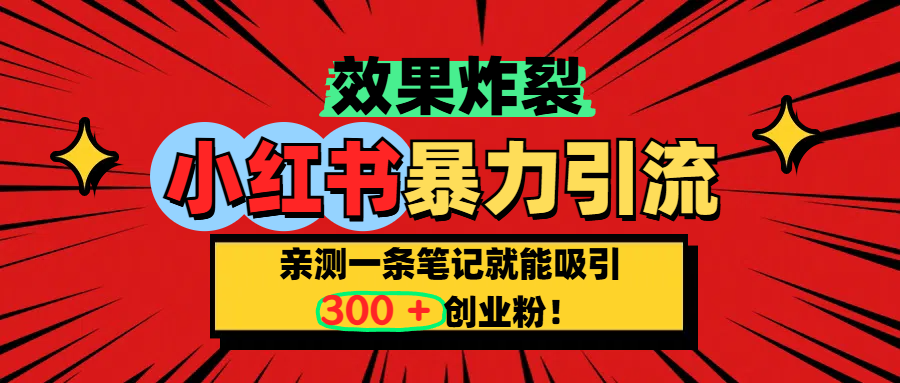 小红书炸裂玩法，亲测一条笔记就能吸引300+精准创业粉！副业工作-副业资源站-副业项目-创业项目-搞钱项目个人副业工作资源分享