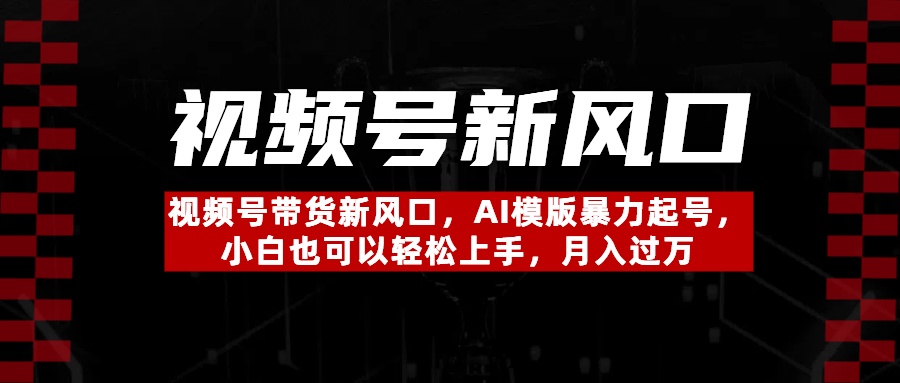 视频号带货新风口，AI模版暴力起号，小白也可以轻松上手，月入过万副业工作-副业资源站-副业项目-创业项目-搞钱项目个人副业工作资源分享