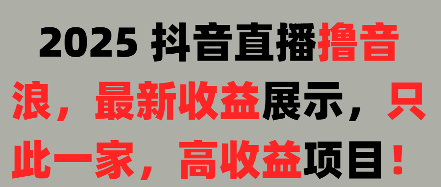 2025 抖音直播撸音浪，最新收益展示，只此一家，高收益项目！副业工作-副业资源站-副业项目-创业项目-搞钱项目个人副业工作资源分享