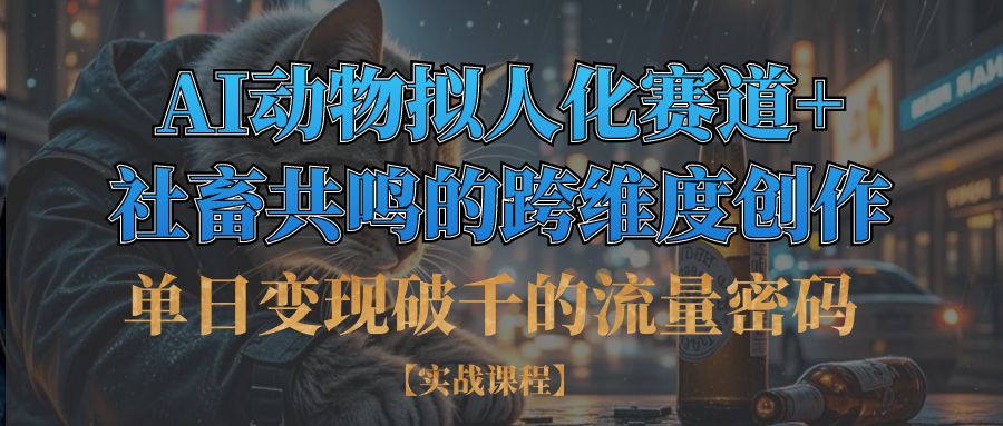 单日变现破千的流量密码,AI动物拟人化赛道+社畜共鸣的跨维度创作副业工作-副业资源站-副业项目-创业项目-搞钱项目个人副业工作资源分享