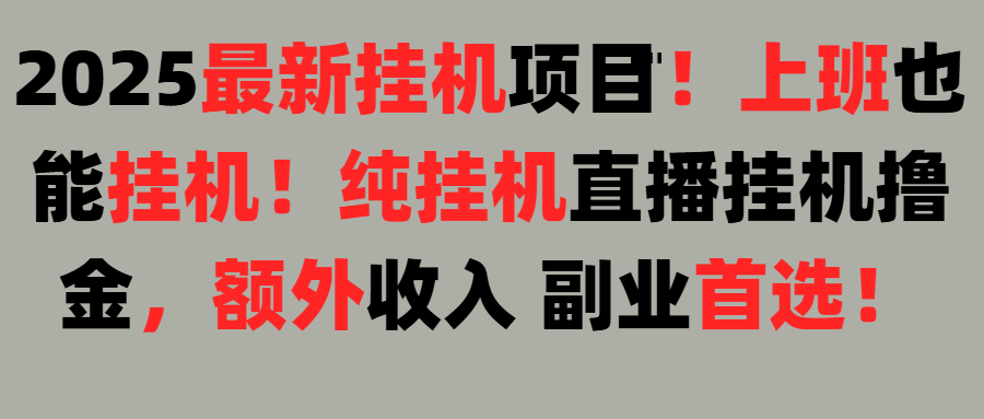 2025上班也能挂机！24小时！纯挂机直播挂机撸金！副业工作-副业资源站-副业项目-创业项目-搞钱项目个人副业工作资源分享