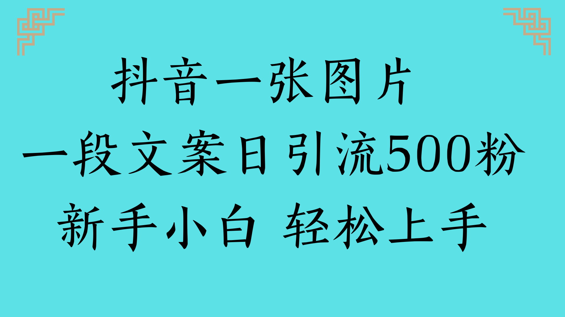抖音一张图片 一段文案日引流500粉新手小白 轻松上手副业工作-副业资源站-副业项目-创业项目-搞钱项目个人副业工作资源分享